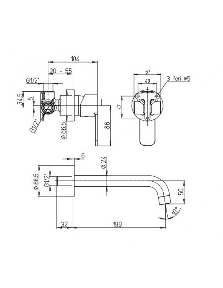 Miscelatore Lavabo A Parete | Jacuzzi Rubinetteria Eolo Rubinetteria Lavabo Bagno