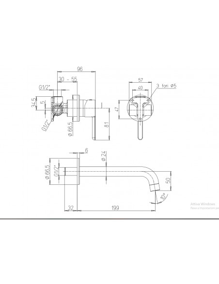 Miscelatore Lavabo A Parete Nero Opaco | Jacuzzi Rubinetteria Sunset Yo Rubinetteria Lavabo Bagno