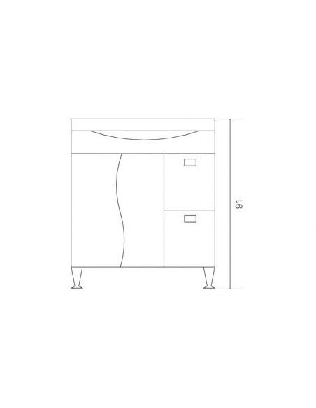 Mobile da Bagno a Terra 85 cm Bianco Nordico Specchiera Applique e Lavabo Inclusi | Bluelife Onda Mobili a Terra