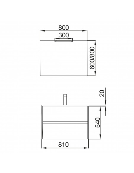 Mobile Bagno Sospeso 80 cm Lavabo Incluso Rovere Eternity | Salgar Noja Mobili Sospesi