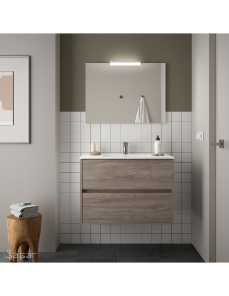 Mobile Bagno Sospeso 80 cm Lavabo Incluso Rovere Eternity | Salgar Noja Mobili Sospesi