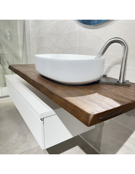 Composizione da Bagno Sospeso con Top 140 cm Rovere Bollito | Compab Jacana Composizione per Bagno