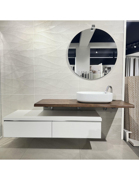 Composizione da Bagno Sospeso con Top 140 cm Rovere Bollito | Compab Jacana Composizione per Bagno