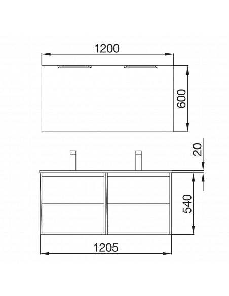Doppio Mobile da Bagno Sospeso 120 cm Lavabo Incluso Rovere Caledonia | Salgar Noja Mobili Sospesi