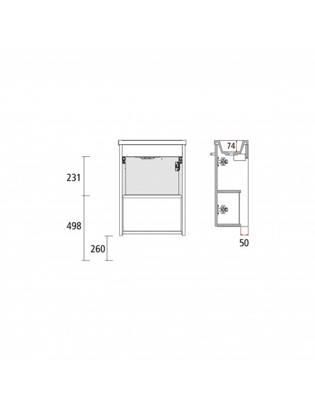 Mobile Bagno Sospeso 40 cm Lavabo e Specchio Inclusi Bianco Lucido | Salgar Micro Mobili Sospesi