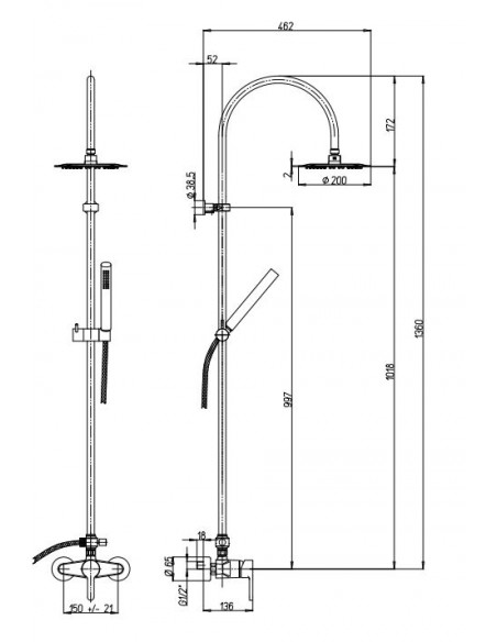 Colonna Doccia Con Miscelatore Ø 20 cm | Jacuzzi Rubinetteria Eolo Colonna Doccia