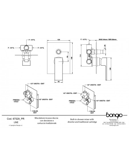 Set Doccia Acciao Inox 4 Pz Quadro | Bongio Set Doccia