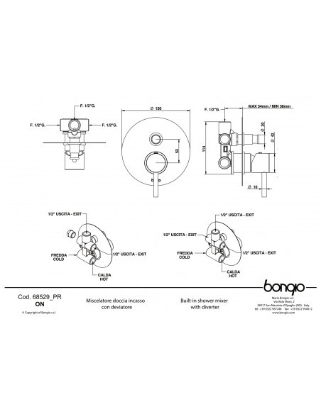 Set Doccia Acciaio Inox 4 Pz Rotondo | Bongio Set Doccia