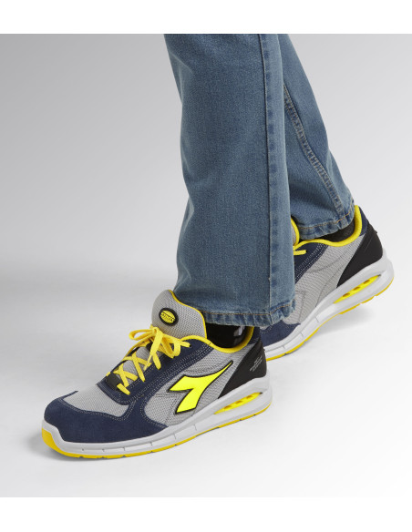 Scarpa Antinfortunistica S1P Blu/Grigio/Giallo | Diadora Run Net Airbox Scarpe da Lavoro