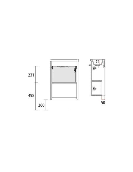 Mobile Bagno Sospeso 40 cm Lavabo e Specchio Inclusi Rovere Caledonia | Salgar Micro Mobili Sospesi