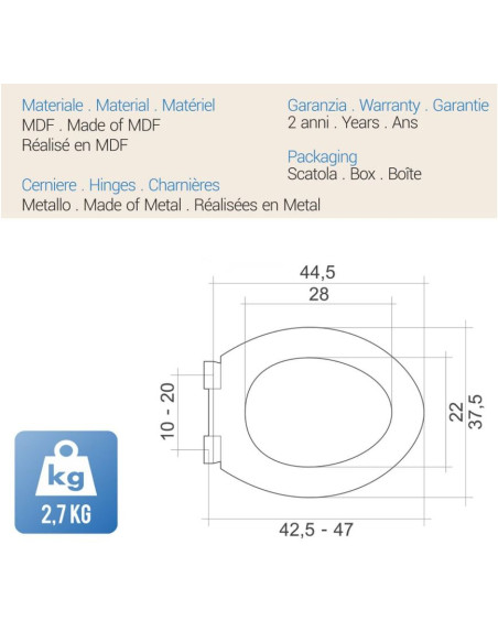 Coprivaso Universale in MDF | Metaform Pegaso Copriwater