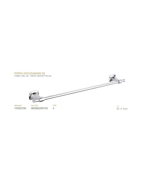Porta Asciugamani 56 cm da Parete | Metaform Aida Accessori Bagno