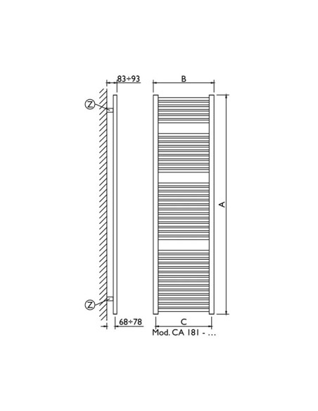 Termoarredo Idraulico Bianco 181x55 Interasse 50 cm | Deltacalor Cambio