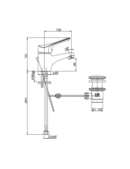 Miscelatore Lavabo con Piletta 11/4 | Piralla Ariel Rubinetteria Lavabo Bagno