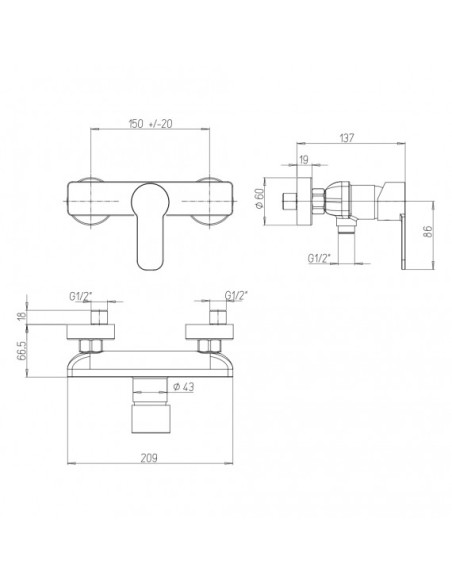 Miscelatore Doccia Esterno | Jacuzzi Rubinetteria Eolo Miscelatore Doccia