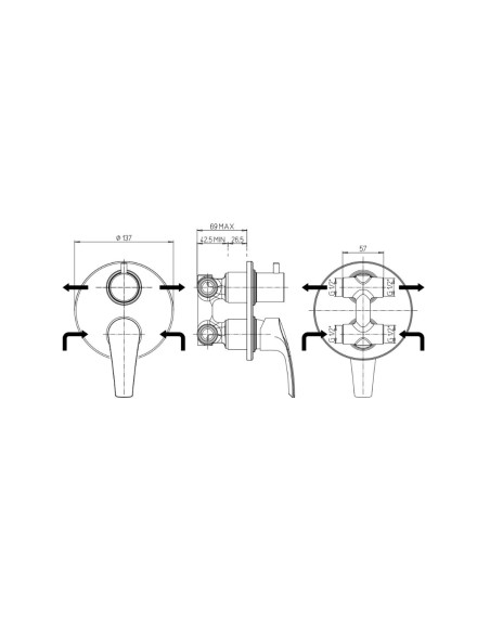 Miscelatore Doccia Incasso Due Uscite |  Jacuzzi Rubinetteria Lucente Miscelatore Doccia