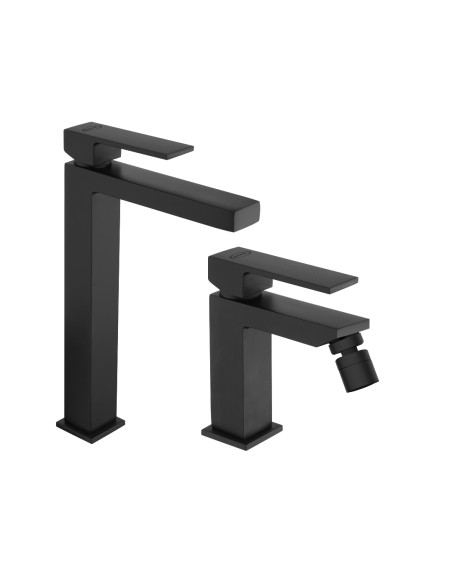 Set Miscelatore Lavabo Alto e Bidet Nero Opaco | Jacuzzi Rubinetteria Twinkle Yo Set Rubinetteria Bagno