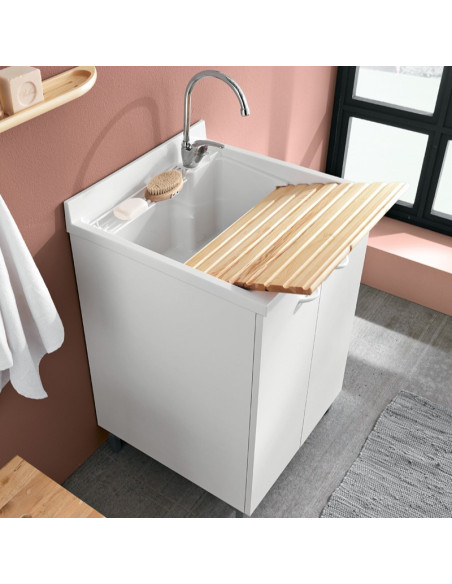 Mobile Lavatoio Due Ante Bianco 60x60 cm 95.5h cm Asse In Termoplastico | Geromin Prima Mobili Lavatoio