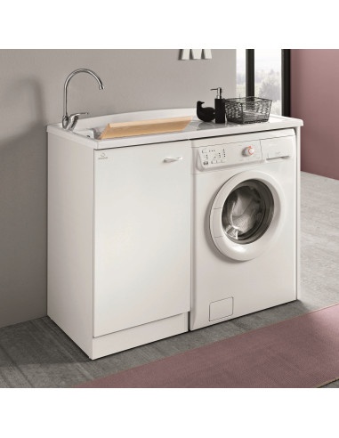 Mobile Lavatoio Destro Anta Singola Con Coprilavatrice 110x60 cm 86h cm Asse in Termoplastico  | Geromin Prima Arredo Bagno