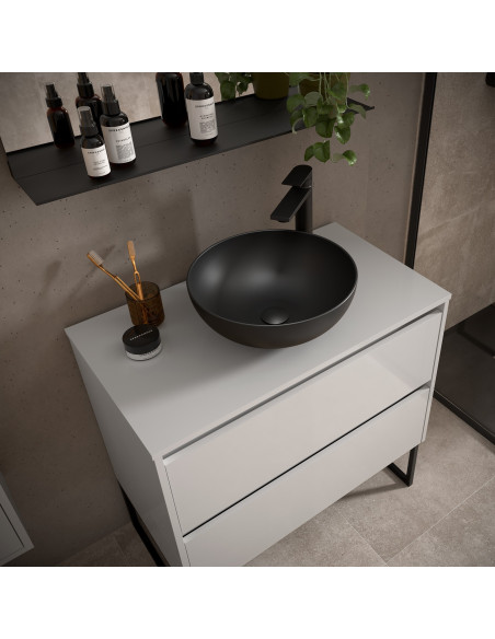 Mobile da Bagno Sospeso 80 cm con Top Incluso Bianco Lucido | Salgar Noja Mobili Sospesi