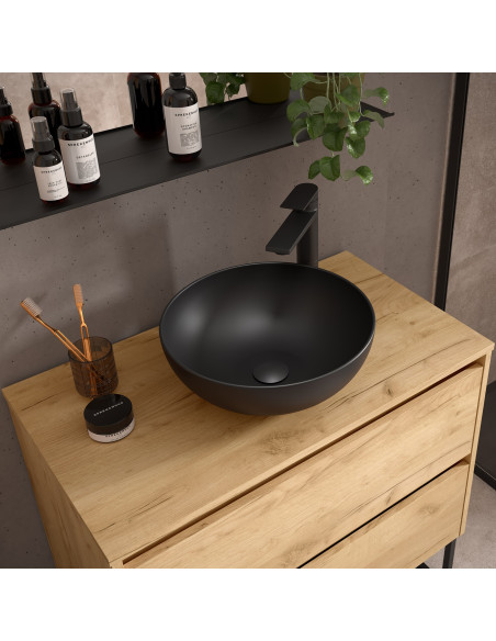 Mobile da Bagno Sospeso 100 cm con Top Incluso Rovere Africa | Salgar Noja Mobili Sospesi