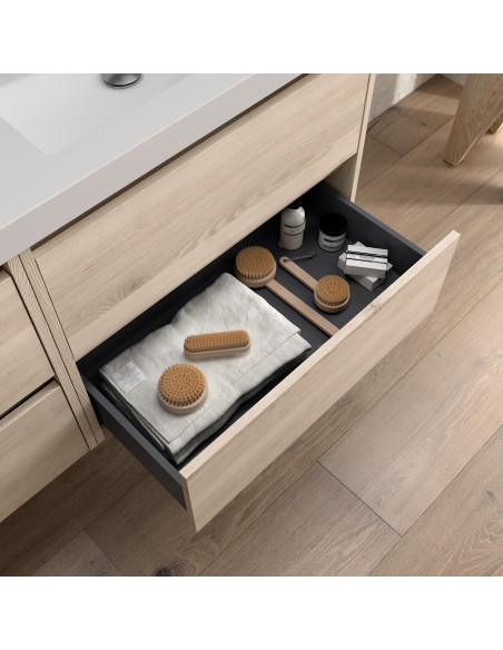 Mobile da Bagno Sospeso 100 cm con Top Incluso Natural | Salgar Noja Mobili Sospesi