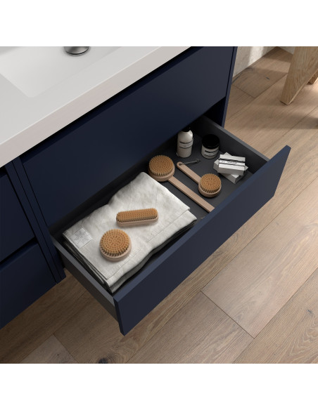 Mobile da Bagno Sospeso 80 cm Lavabo Incluso Blue Satin | Salgar Noja Mobili Sospesi