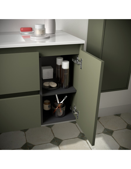 Mobile da Bagno Sospeso 90 cm con Anta Lavabo Incluso Verde Satinato | Salgar Noja Mobili Sospesi