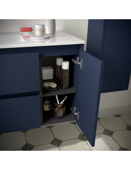 Mobile da Bagno Sospeso 85 cm con Anta Lavabo Incluso Blue Satin | Salgar Noja Mobili Sospesi