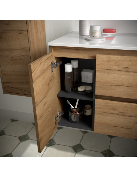 Mobile da Bagno Sospeso 85 cm con Anta Lavabo Incluso Rovere Africa  | Salgar Noja Mobili Sospesi