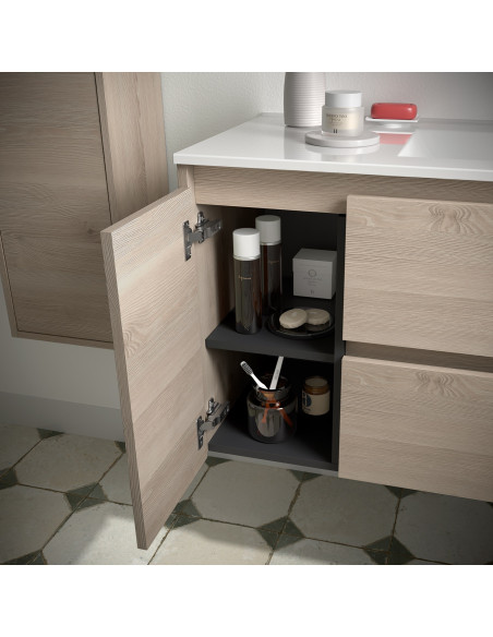 Mobile da Bagno Sospeso 90 cm con Anta Lavabo Incluso Natural | Salgar Noja Mobili Sospesi