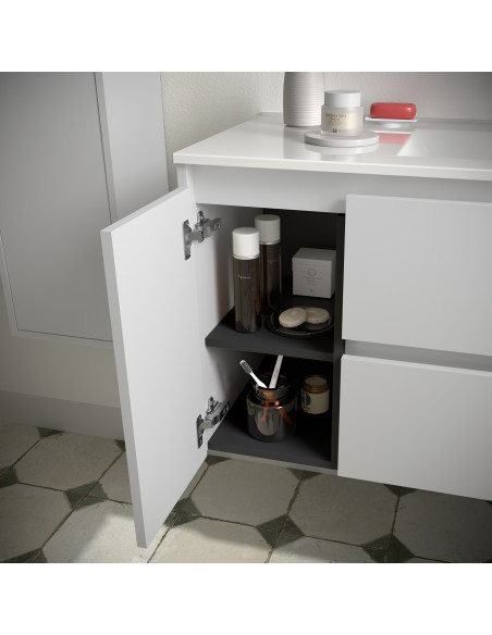 Mobile da Bagno Sospeso 90 cm con Anta Lavabo Incluso Bianco Opaco | Salgar Noja Mobili Sospesi