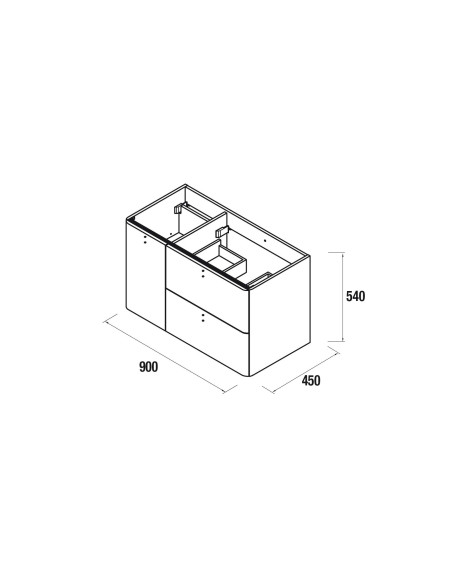Mobile da Bagno Sospeso 90 cm con Piedini - Lavabo Incluso Cromo Blue Fog | Uniiq Mobili Sospesi