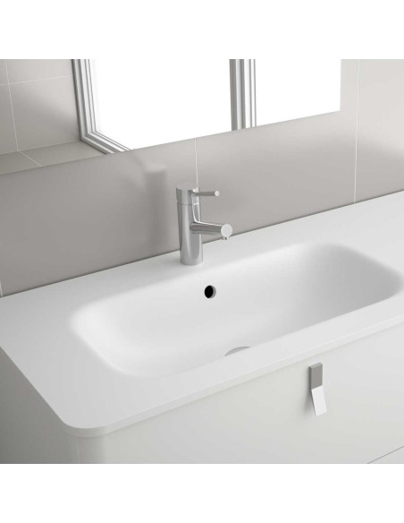 Mobile da Bagno Sospeso 90 cm con Piedini - Lavabo Incluso Cromo Blue Fog | Uniiq Mobili Sospesi