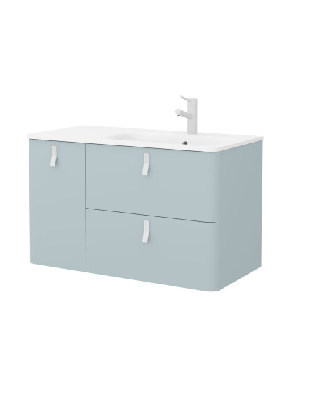 Mobile da Bagno Sospeso 90 cm con Piedini - Lavabo Incluso Cromo Blue Fog | Uniiq Mobili Sospesi