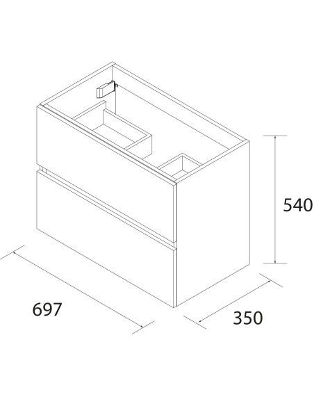 Mobile da Bagno Sospeso 70 cm Profondità Ridotta Lavabo Incluso Bianco Opaco | Salgar Fussion Line Mobili Sospesi