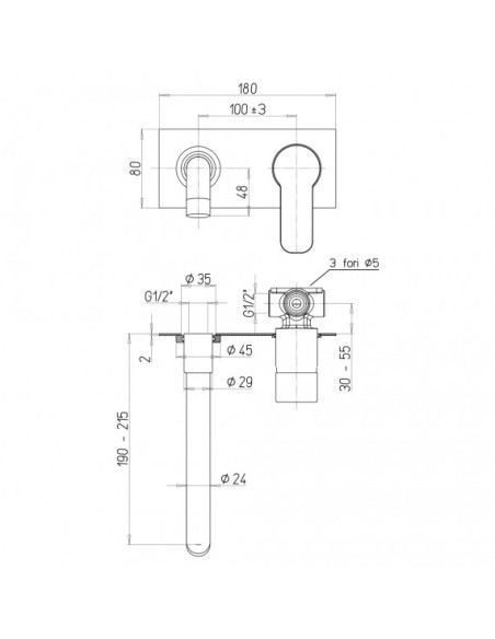Miscelatore Lavabo a Parete con Piastra | Jacuzzi Rubinetteria Eolo Rubinetteria Lavabo Bagno