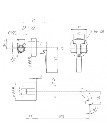 Miscelatore Lavabo a Parete | Jacuzzi Rubinetteria Moonlight Rubinetteria Lavabo Bagno