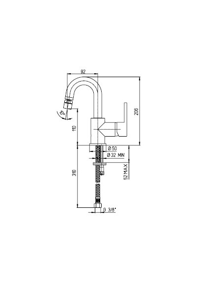 Miscelatore Bidet a Canna Alta Orientabile | Jacuzzi Rubinetteria Sunset Rubinetteria Bidet Bagno