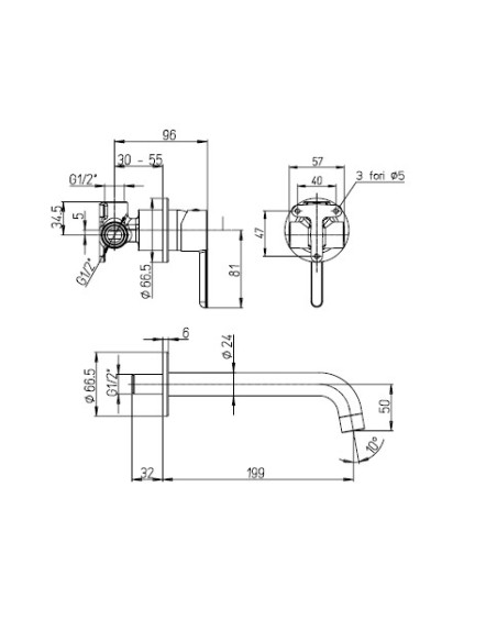 Miscelatore Lavabo a Parete | Jacuzzi Rubinetteria Sunset Rubinetteria Lavabo Bagno