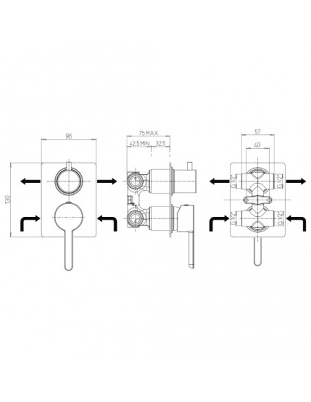 Miscelatore Doccia Incasso Due Uscite Nero Opaco | Jacuzzi Rubinetteria Sunset Yo Miscelatore Doccia