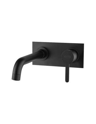 Miscelatore Lavabo a Parete con Piastra Nero Opaco | Jacuzzi Rubinetteria Sunset Yo Rubinetteria Lavabo Bagno