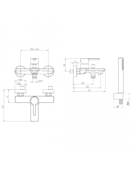 Miscelatore Vasca Esterno con Duplex Nero Opaco | Jacuzzi Rubinetteria Sunset Yo Vasca