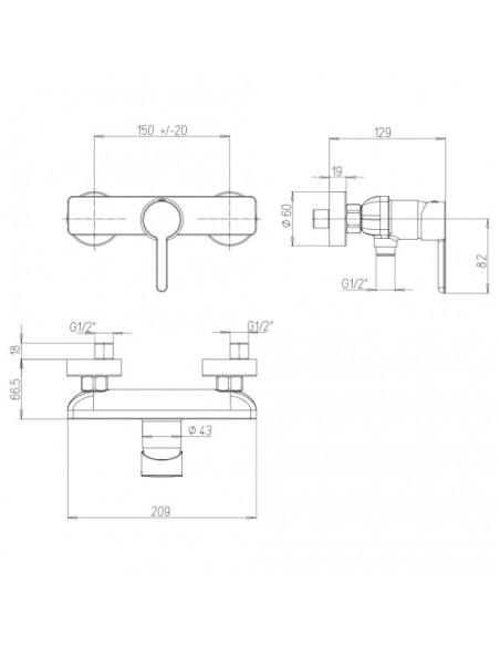 Miscelatore Doccia Esterno Nero Opaco | Jacuzzi Rubinetteria Sunset Yo Miscelatore Doccia