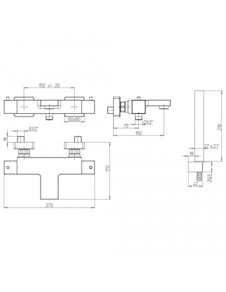 Miscelatore Termostatico Vasca Esterno con Duplex Nero Opaco | Jacuzzi Rubinetteria Twinkle Yo Vasca