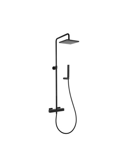 Colonna Doccia con Miscelatore Termostatico Soffione 20x20 Nero Opaco | Jacuzzi Rubinetteria Twinkle Yo Colonna Doccia