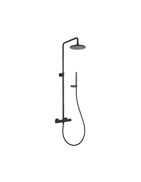 Colonna Doccia con Miscelatore Termostatico Soffione ø 20 cm Nero Opaco | Jacuzzi Rubinetteria  Lumos Yo Colonna Doccia