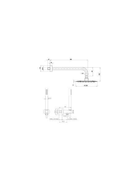Kit Doccia Tondo ø 20 cm con Braccio e Duplex Nero Opaco | Jacuzzi Rubinetteria Sunset Yo Set Doccia