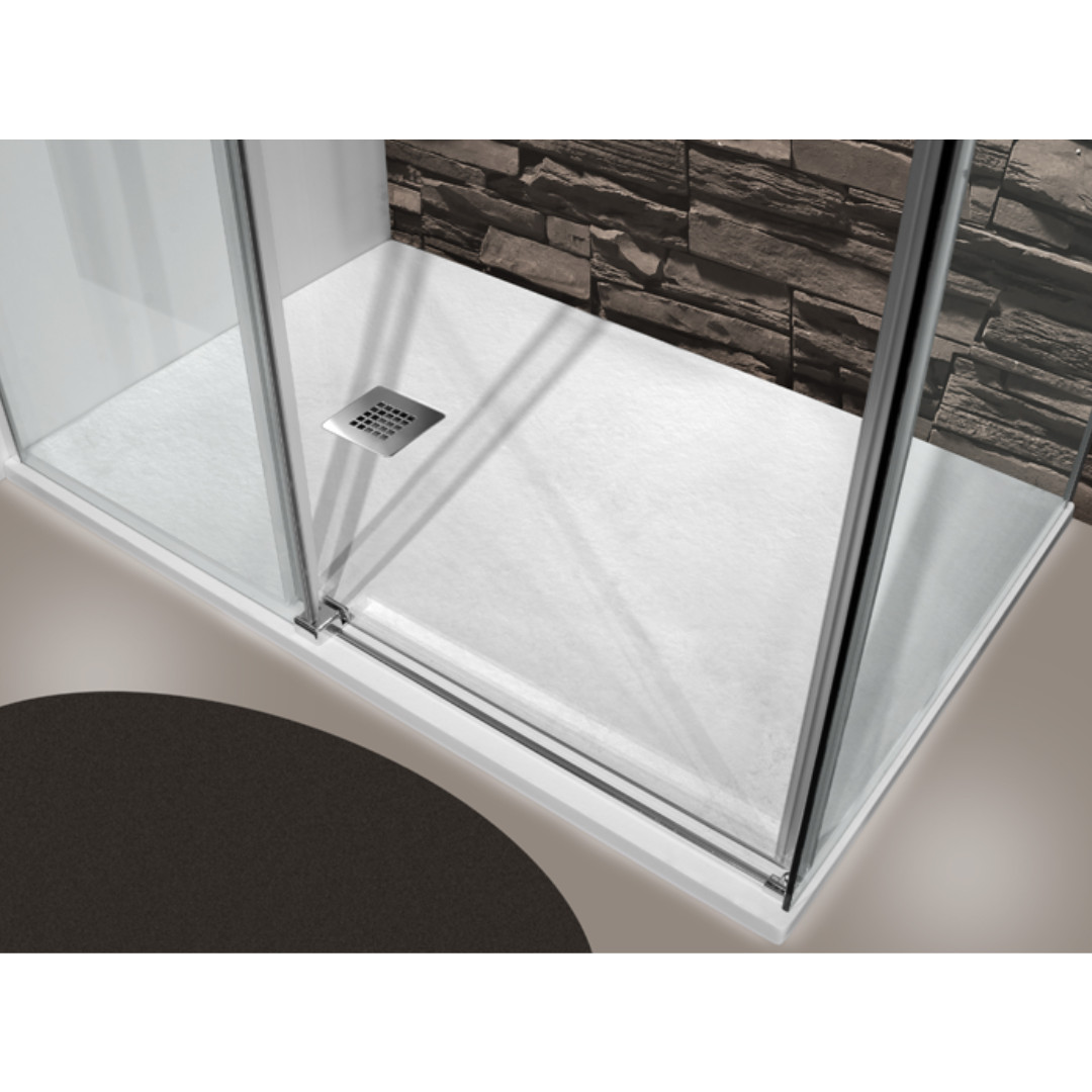 Piatto Doccia 80x160 Effetto Pietra Antiscivolo Bianco H 2,8 | Mammoliti Grivola