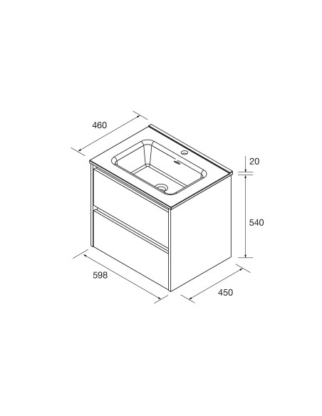 Mobile da Bagno Sospeso 60 cm Lavabo Incluso Bianco Lucido | Salgar Noja Mobili Sospesi
